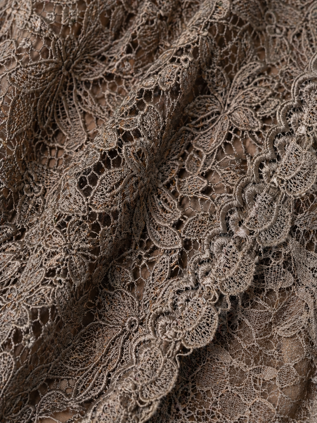 Mocha Lace Peplum Wrap Top with Belt for Women K Fashion India