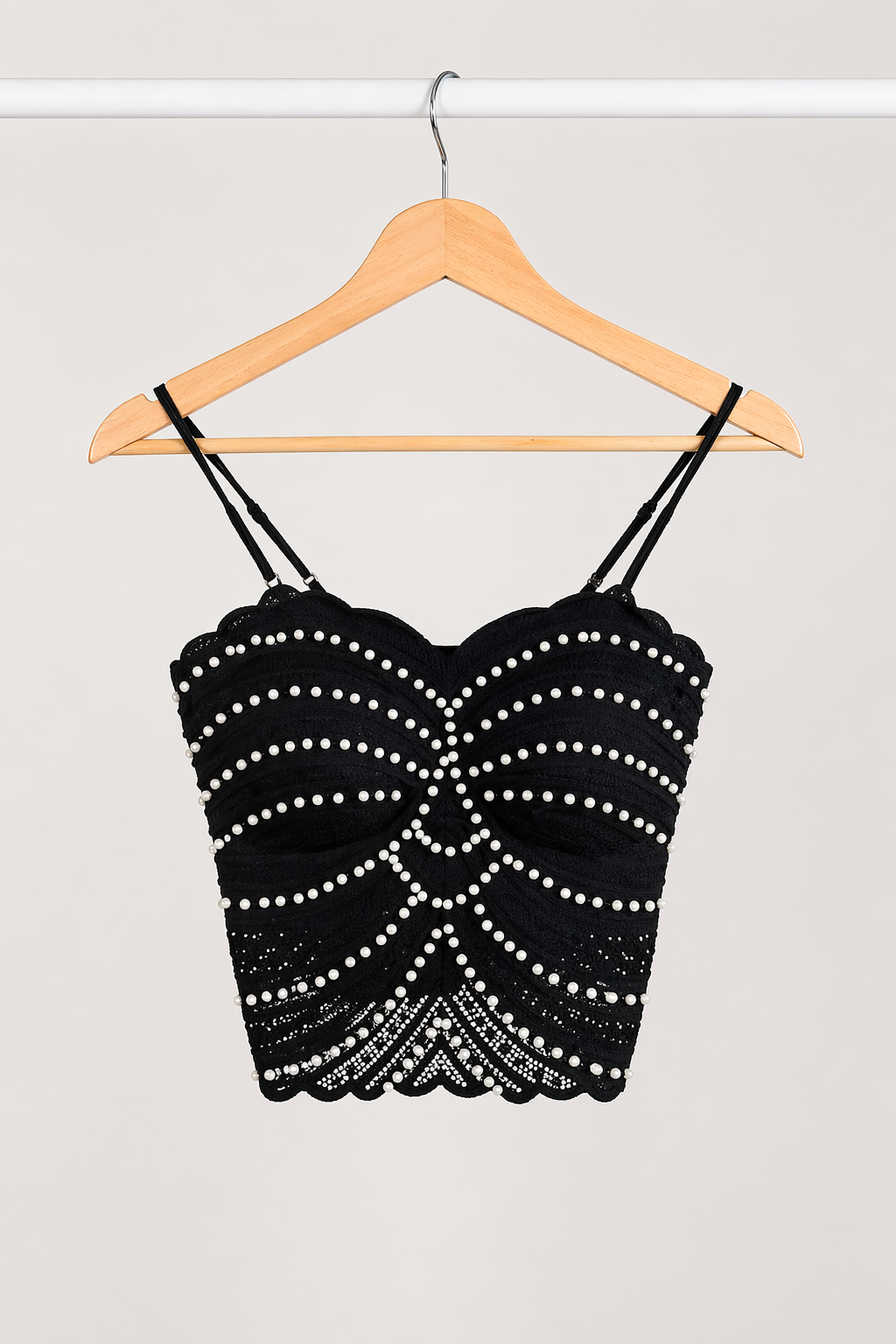 Black Pearl Lace Corset Top for Women Korean Fashion India