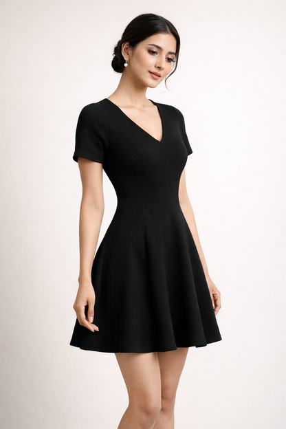 Black Fit and Flare Mini Dress for Women K Fashion India