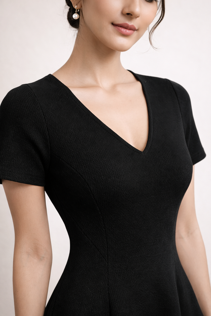 Black Fit and Flare Mini Dress for Women K Fashion India