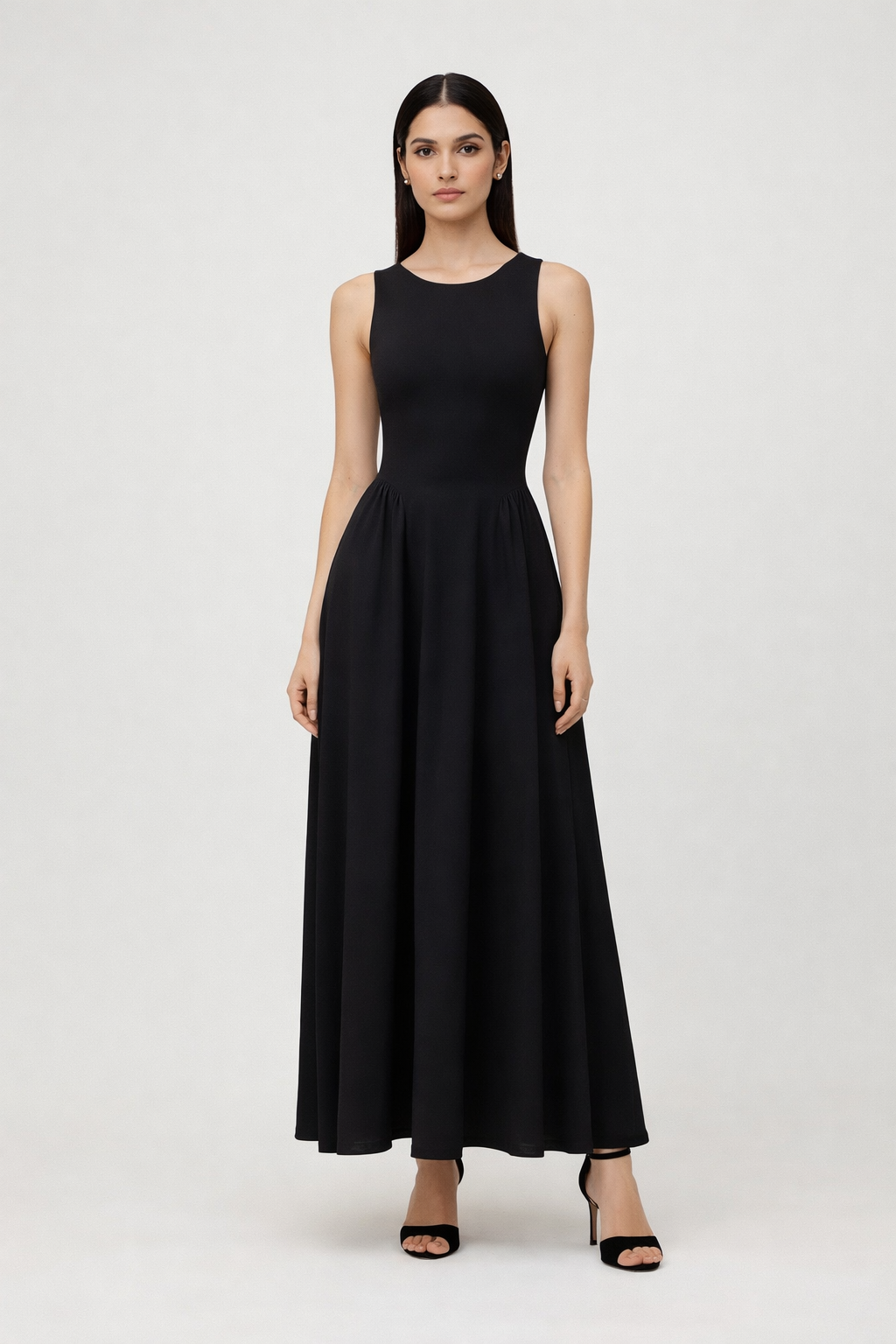 Black Cut Out Maxi Dress for Women Korean Style India