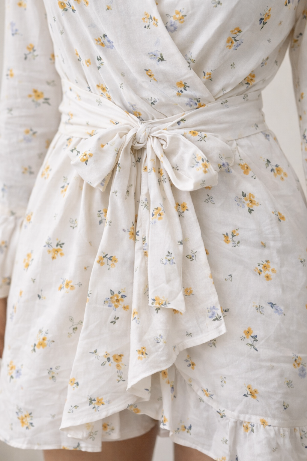 Ivory Floral Wrap Mini Dress for Women K Fashion India
