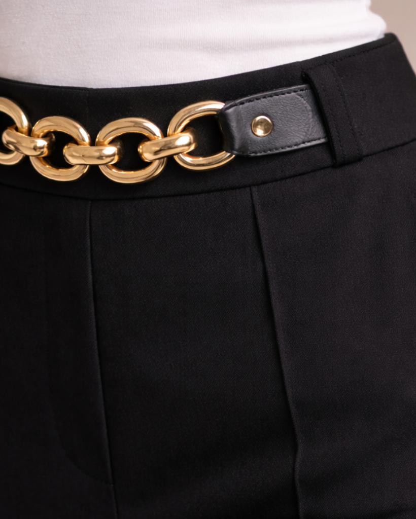 Black Chain Detail Tailored Trousers for Women Korean Fashion India