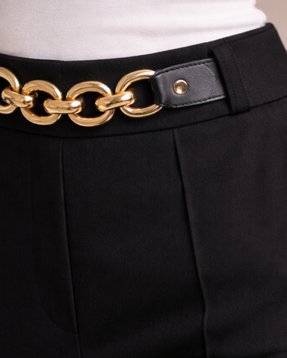 Black Chain Detail Tailored Trousers for Women Korean Fashion India