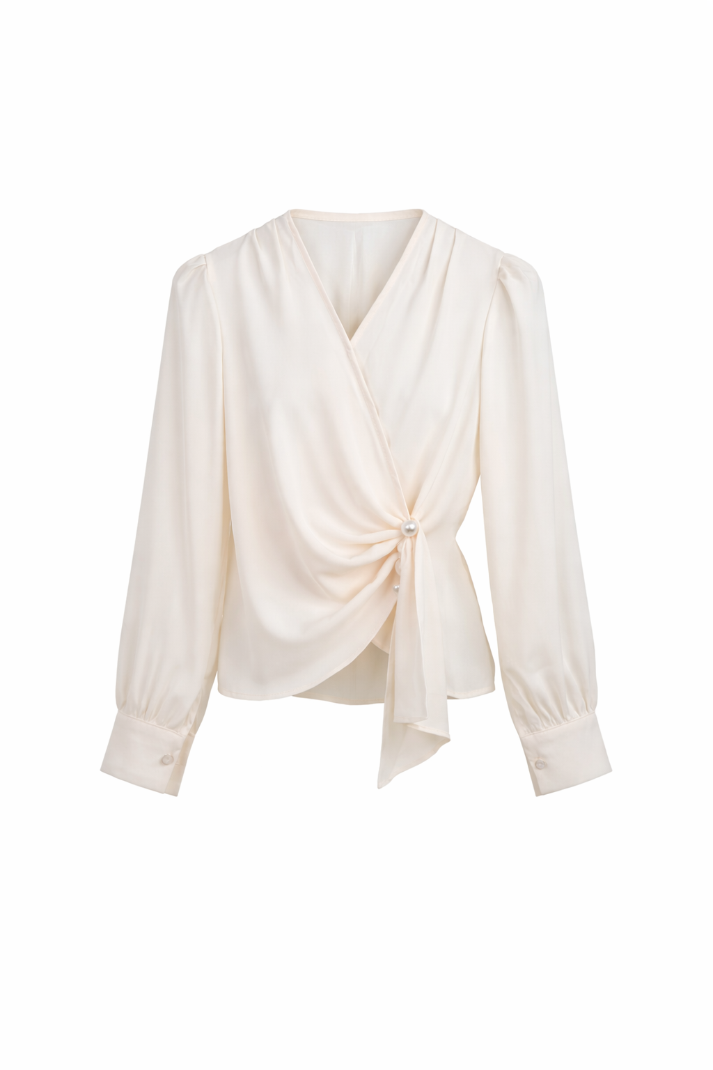 Ivory Pearl Drape Wrap Top for Women K Fashion India