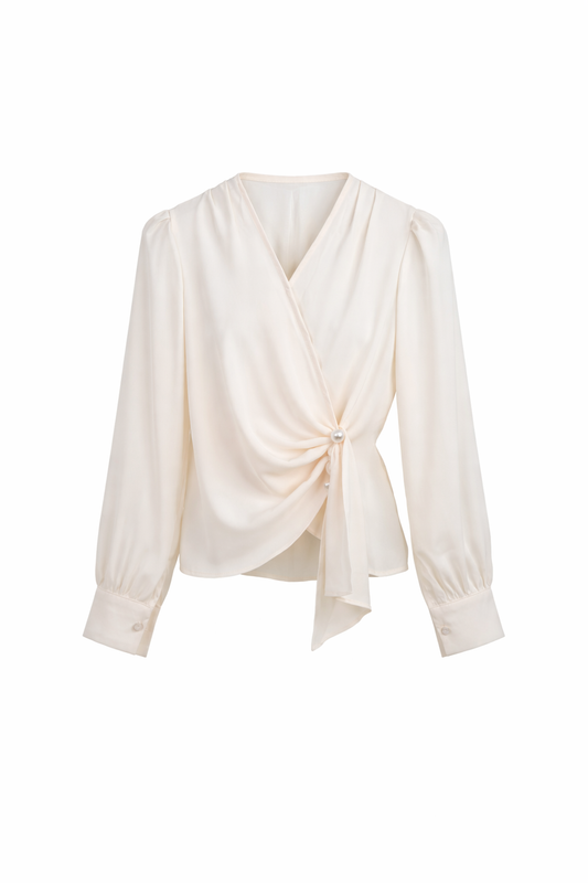 Ivory Pearl Drape Wrap Top for Women K Fashion India