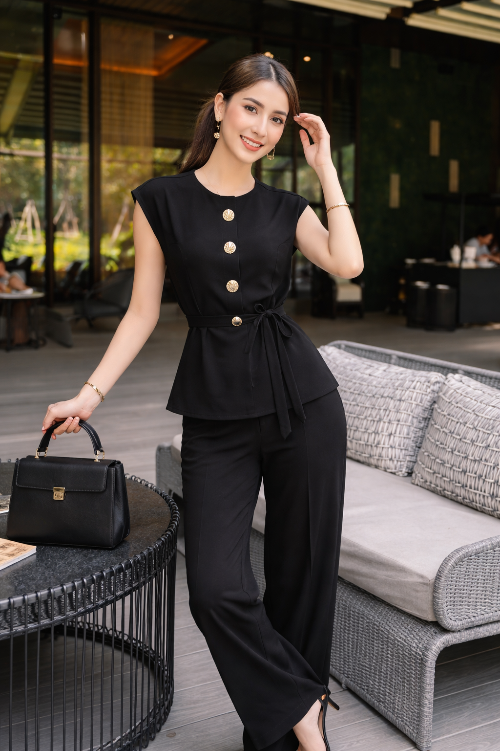 Black Luxe Co Ord Set for Women Korean Fashion India
