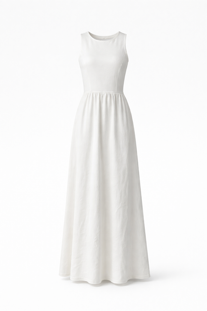 White Cut Out Maxi Dress for Women Korean Fashion India