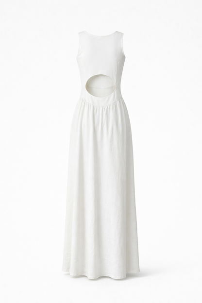 White Cut Out Maxi Dress for Women Korean Fashion India