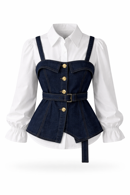 Denim Corset Layered Shirt for Women Korean Style India