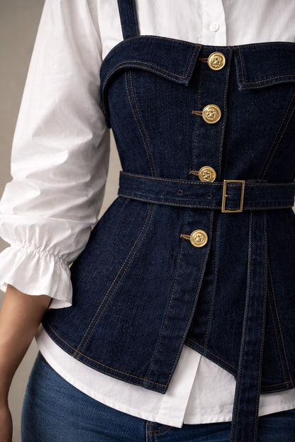 Denim Corset Layered Shirt for Women Korean Style India