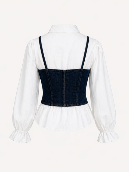 Denim Lace Up Corset Shirt for Women K Fashion India