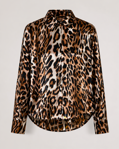 Leopard Print Satin Shirt for Women Korean Style India