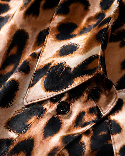Leopard Print Satin Shirt for Women Korean Style India