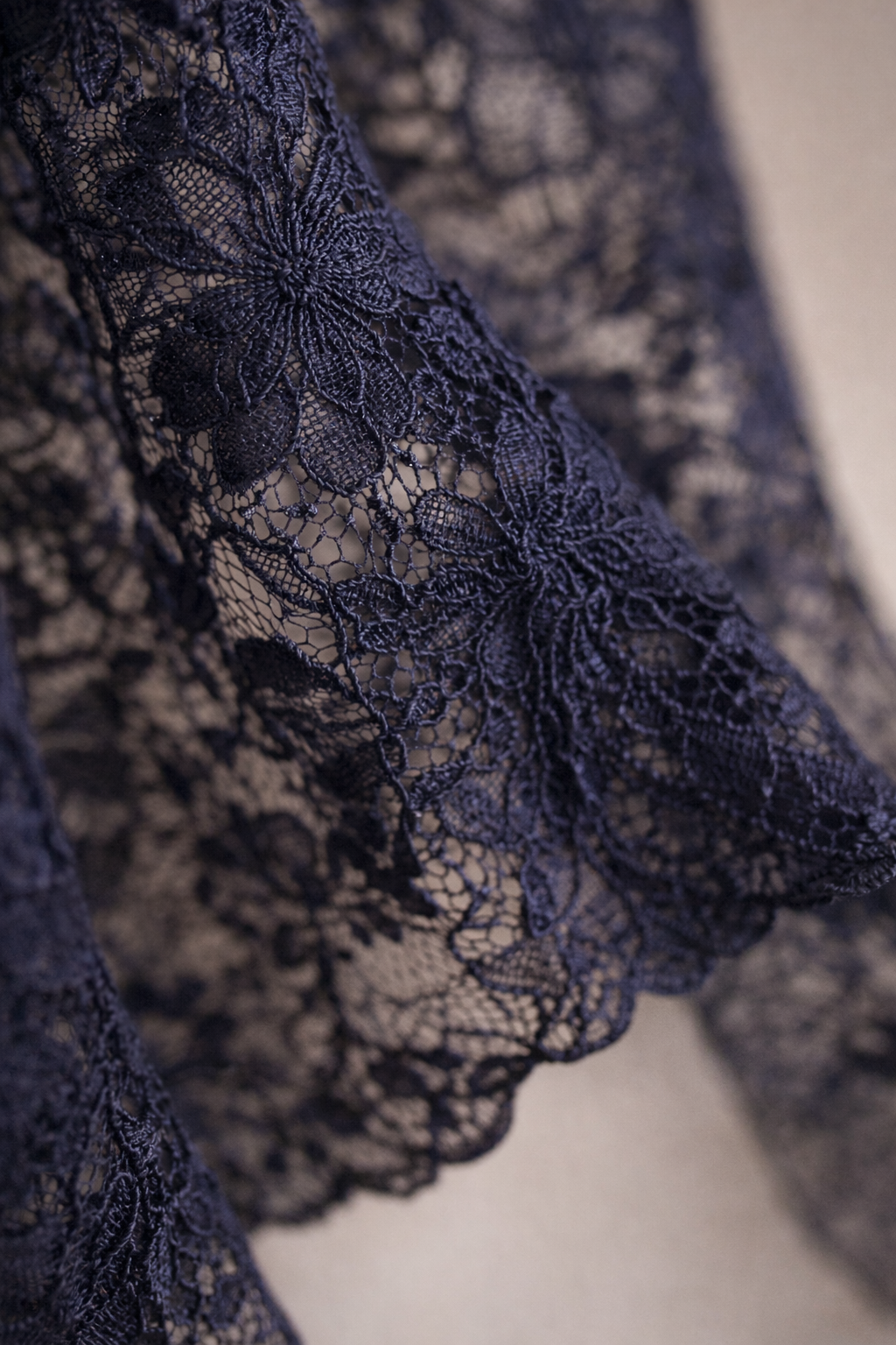 Dark Blue Lace Peplum Wrap Top with Belt for Women K Fashion India