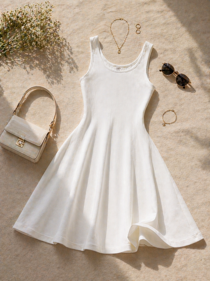 Ivory Fit and Flare Dress for Women Korean Western Wear India