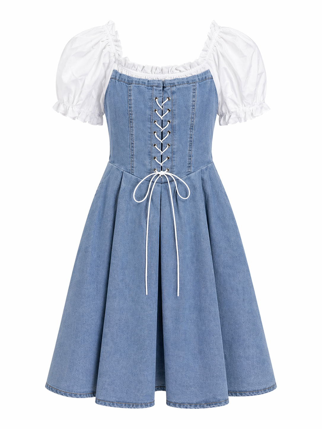 Denim Corset Puff Sleeve Dress for Women Korean Fashion India