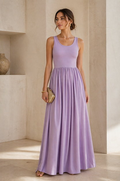 Lavender Cut Out Maxi Dress for Women K Fashion India