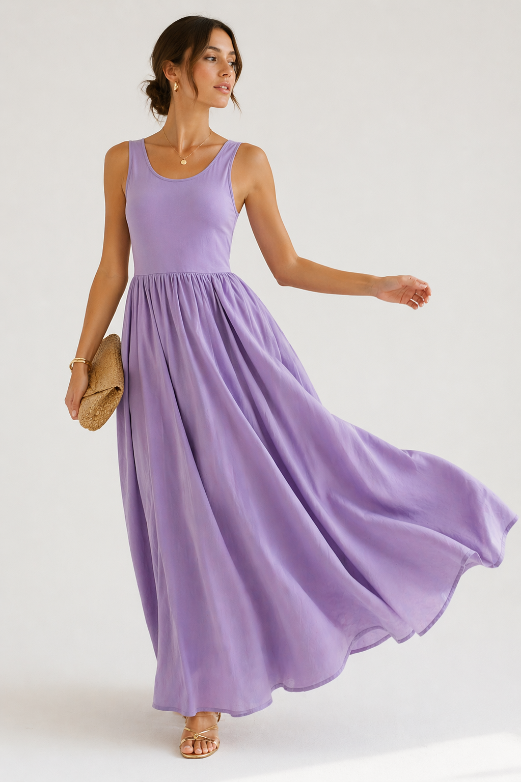 Lavender Cut Out Maxi Dress for Women K Fashion India