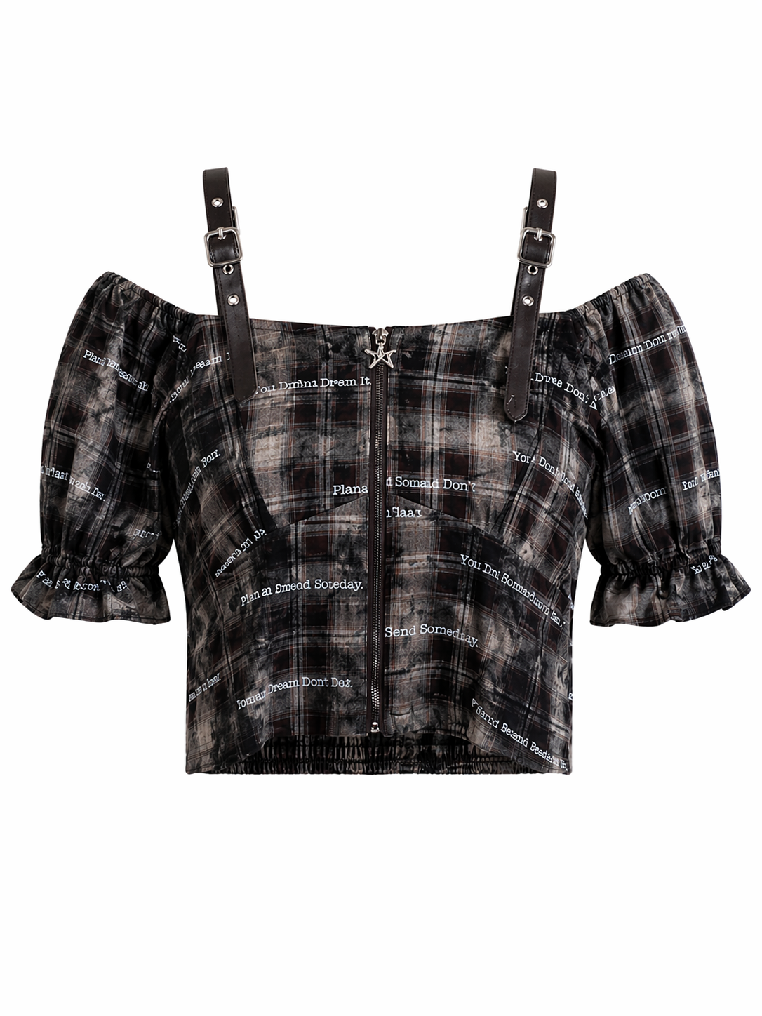 Brown Checkered Zip Corset Top for Women Korean Western Wear India