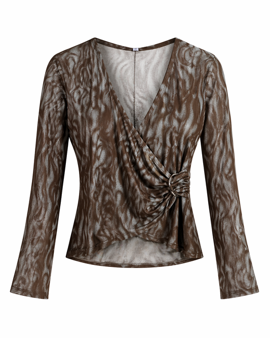 Chocolate Marble Print Wrap Top for Women Korean Style India
