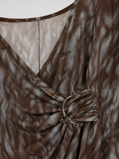 Chocolate Marble Print Wrap Top for Women Korean Style India
