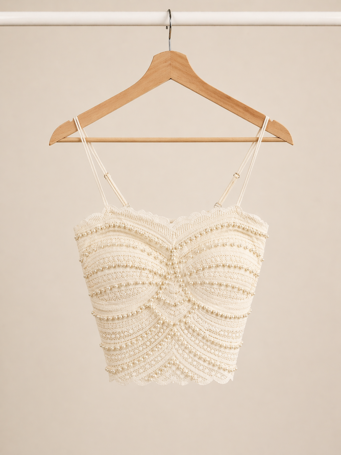Cream Pearl Lace Corset Top for Women K Fashion India