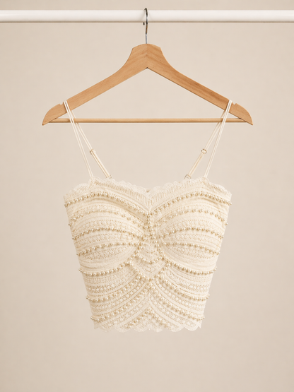 Cream Pearl Lace Corset Top for Women K Fashion India