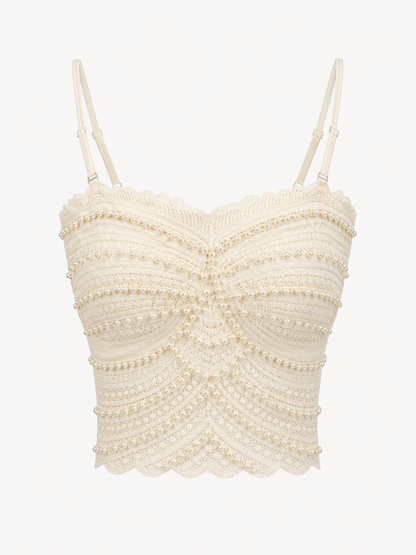 Cream Pearl Lace Corset Top for Women K Fashion India
