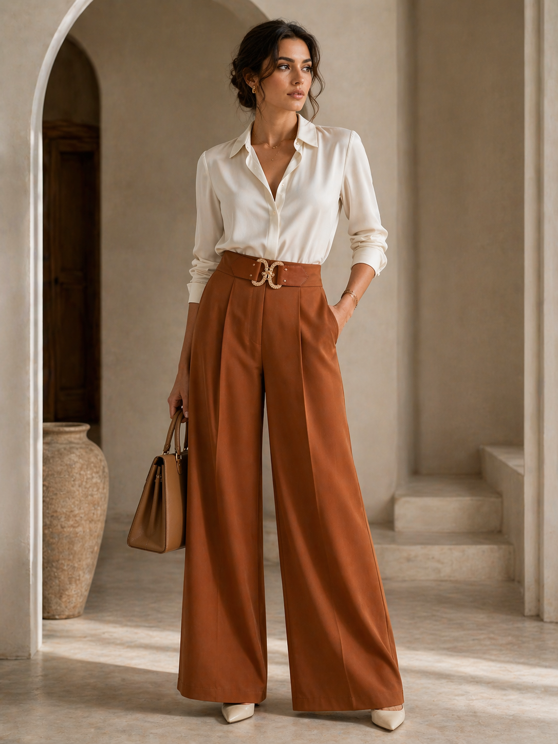 Amber Wide Leg Trousers for Women | Korean Style Western Wear