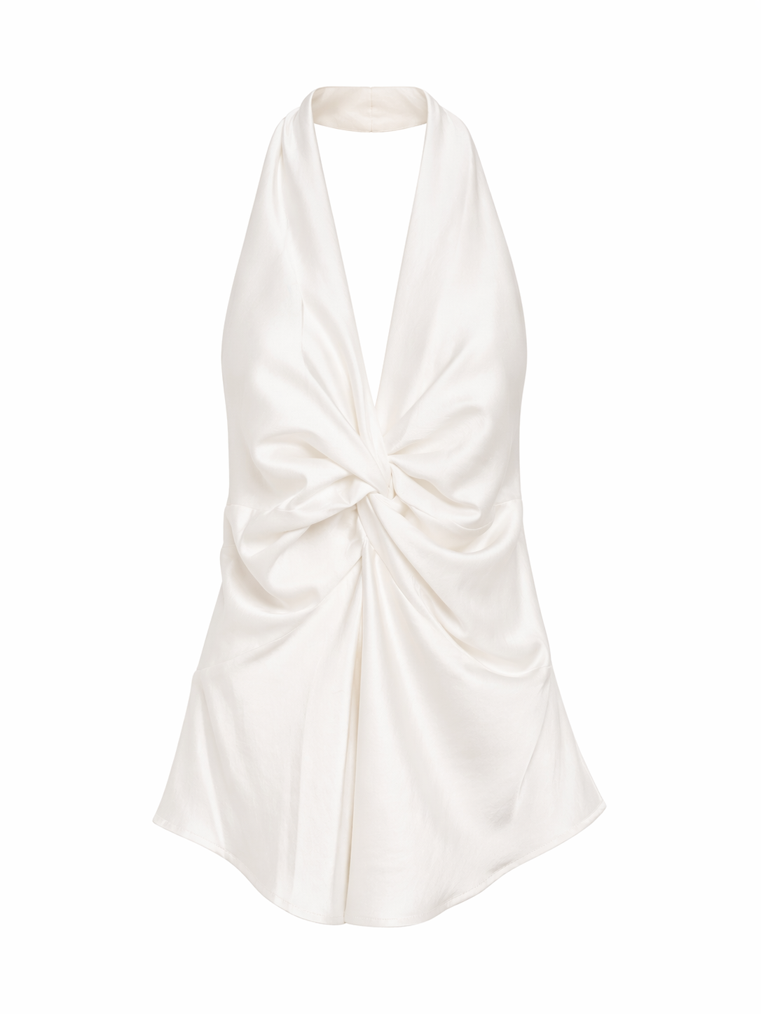 White Satin Halter Top for Women Korean Style Western Wear India