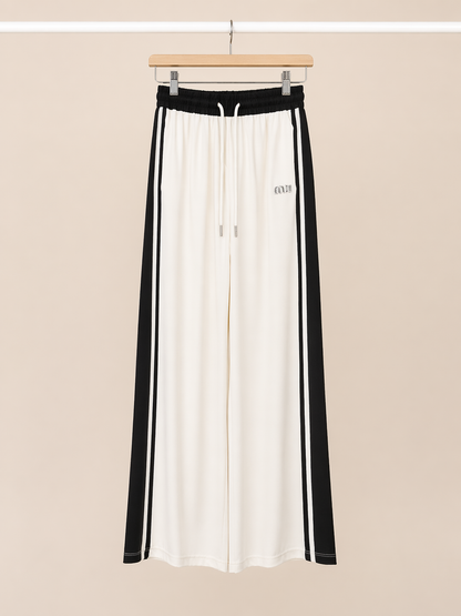 Monochrome Wide Leg Sport Luxe Pants for Women K Fashion India