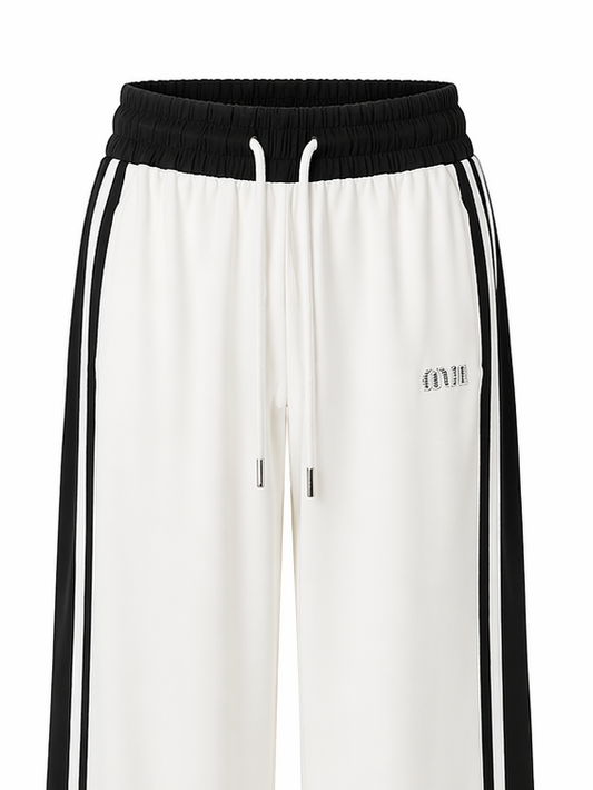 Monochrome Wide Leg Sport Luxe Pants for Women K Fashion India