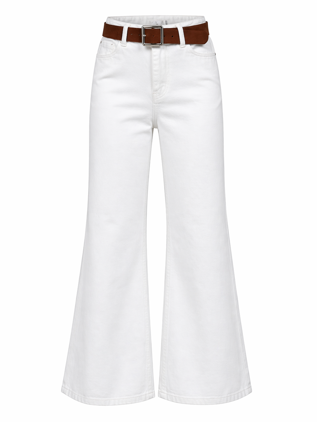 White High-Waist Flare Jeans