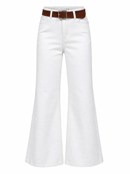 White High-Waist Flare Jeans
