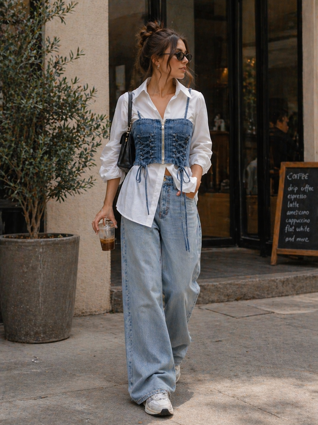 Denim Corset Shirt for Women Korean Style Western Wear India