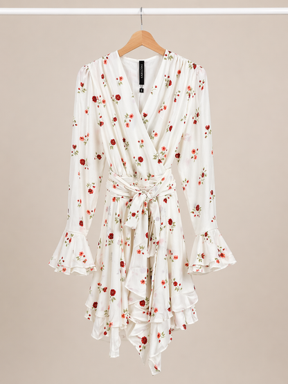 Ivory Rose Wrap Dress for Women Korean Style Western Wear India