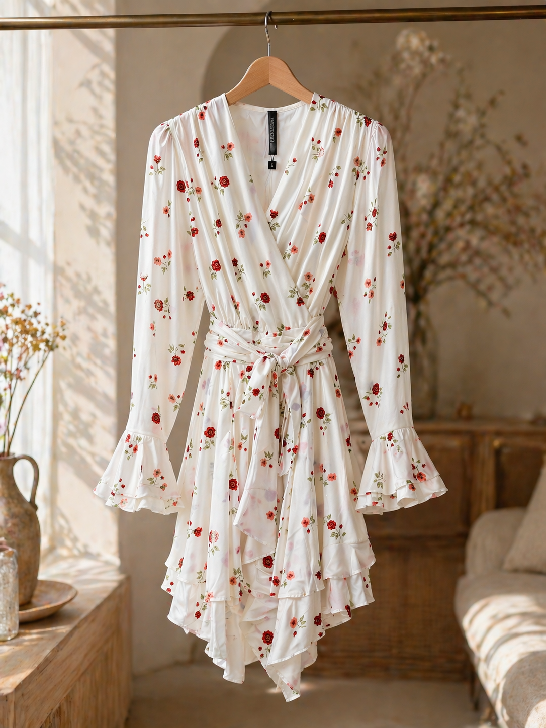Ivory Rose Wrap Dress for Women Korean Style Western Wear India