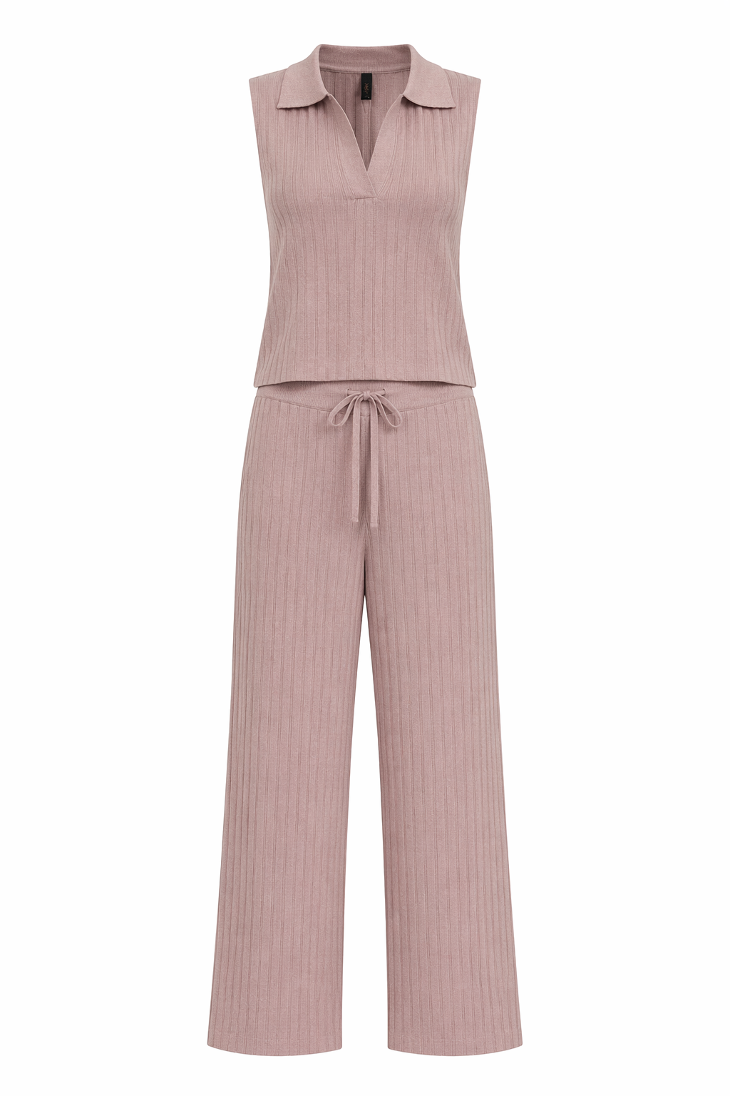 Blush Pink Ribbed Co Ord Set Free Size for Women Korean Style India