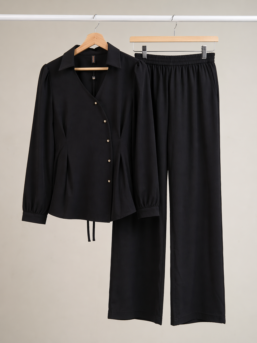 Black Tailored Co Ord Set for Women Korean Fashion India