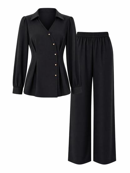 Black Tailored Co Ord Set for Women Korean Fashion India