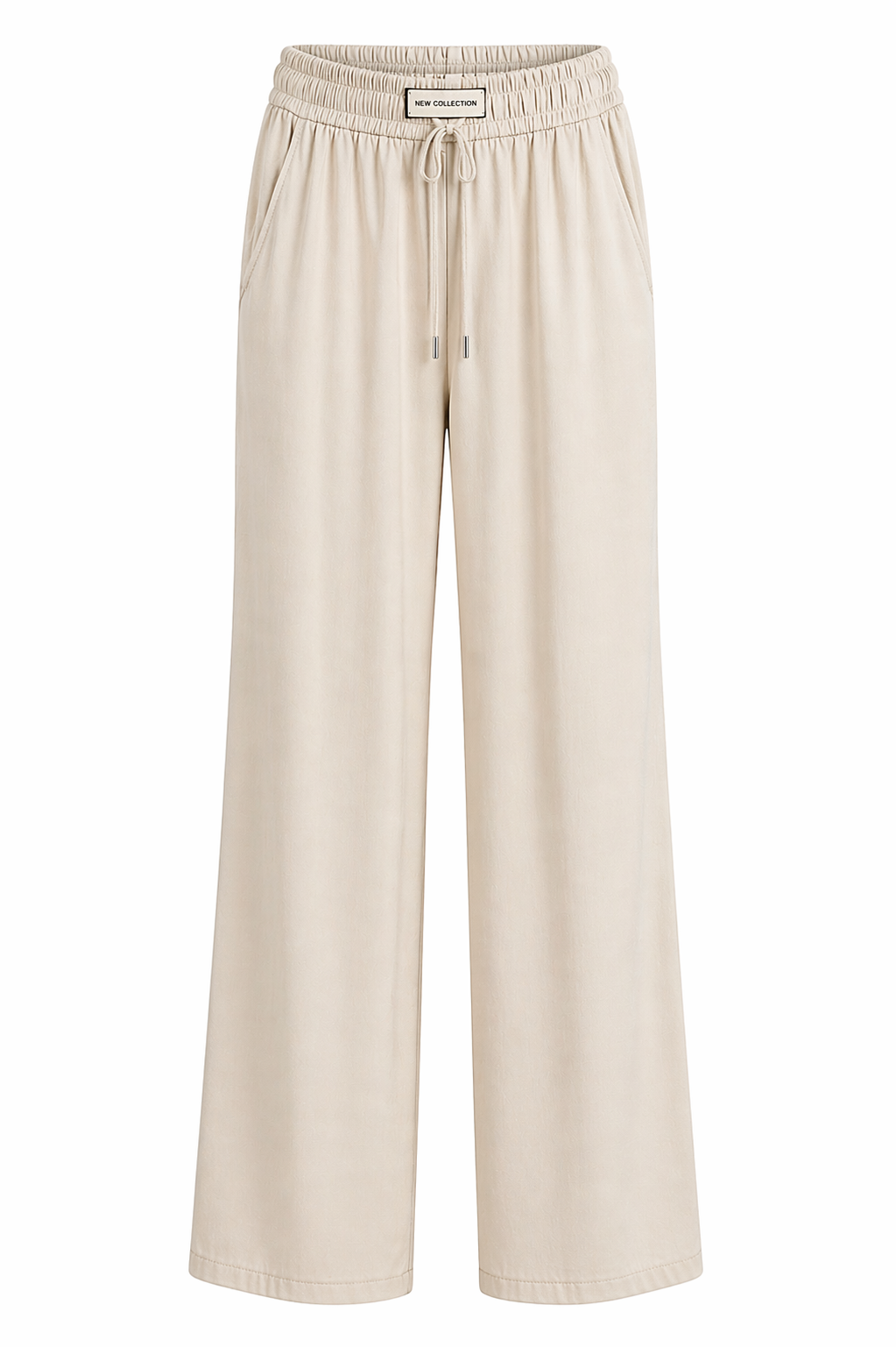 Cream Wide-Leg Drawstring Lounge Pants
