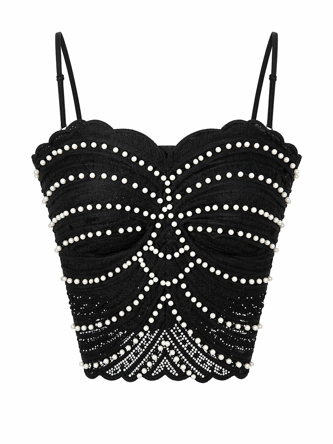 Black Pearl Lace Corset Top for Women Korean Fashion India