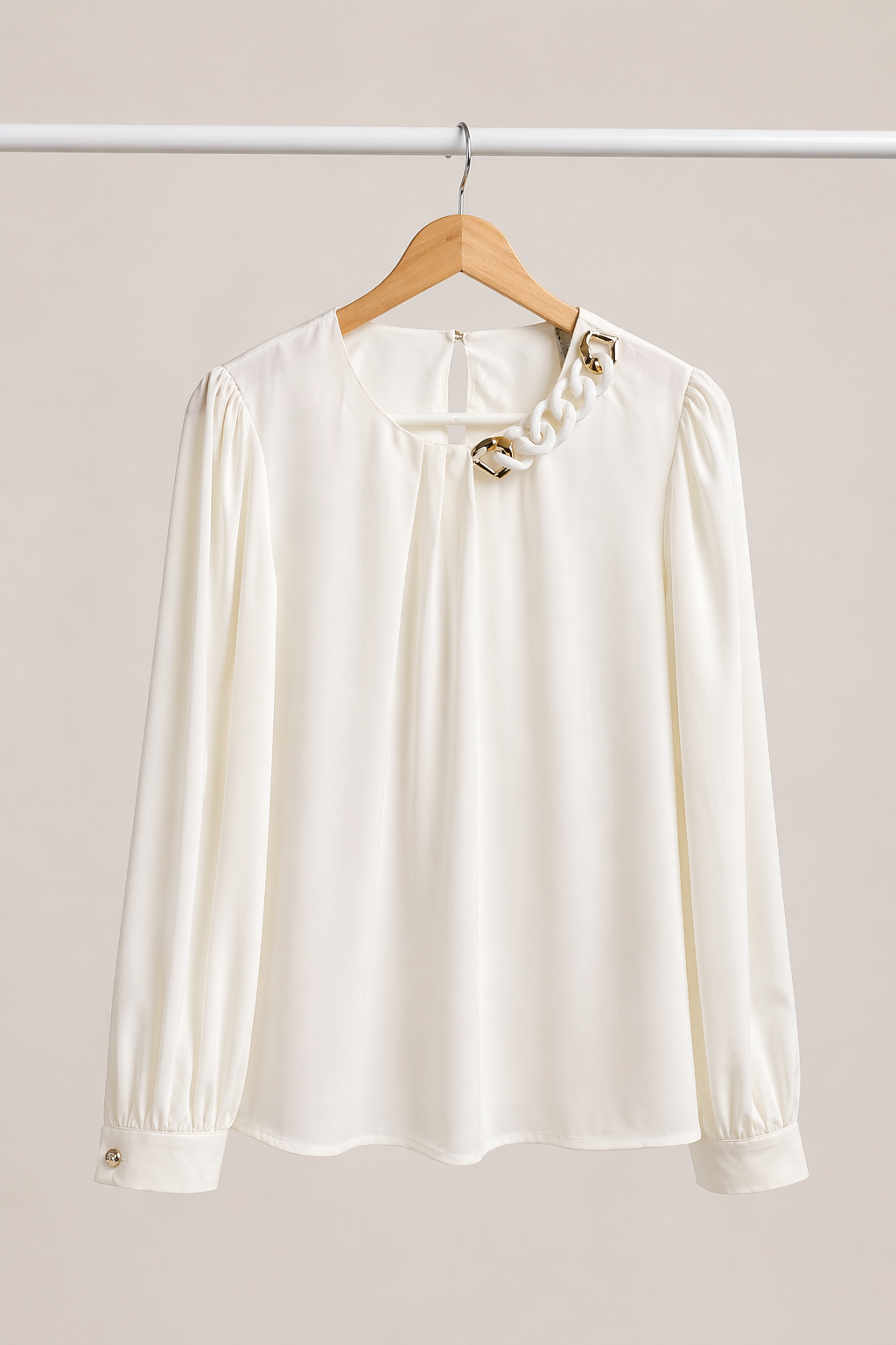 Ivory Chain Detail Blouse for Women Korean Western Wear India