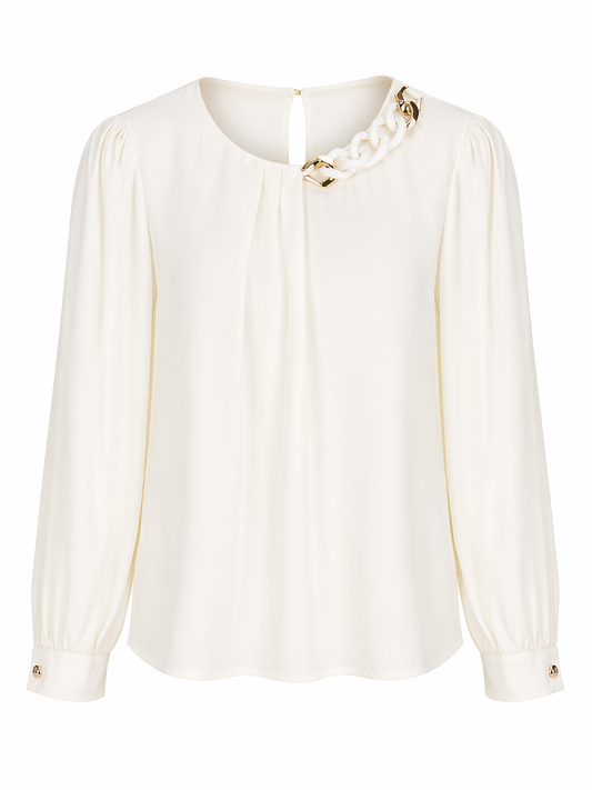 Ivory Chain Detail Blouse for Women Korean Western Wear India