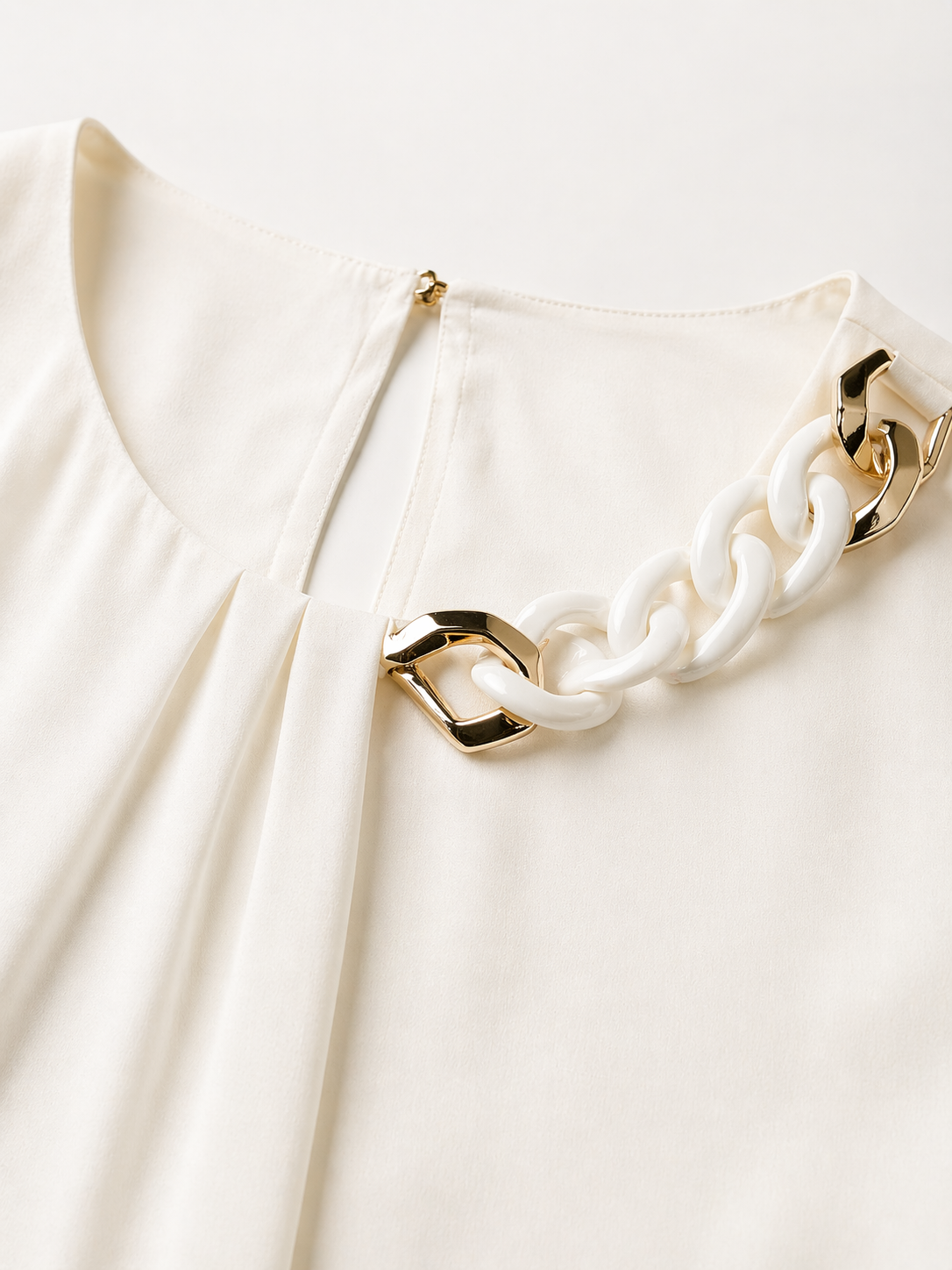 Ivory Chain Detail Blouse for Women Korean Western Wear India