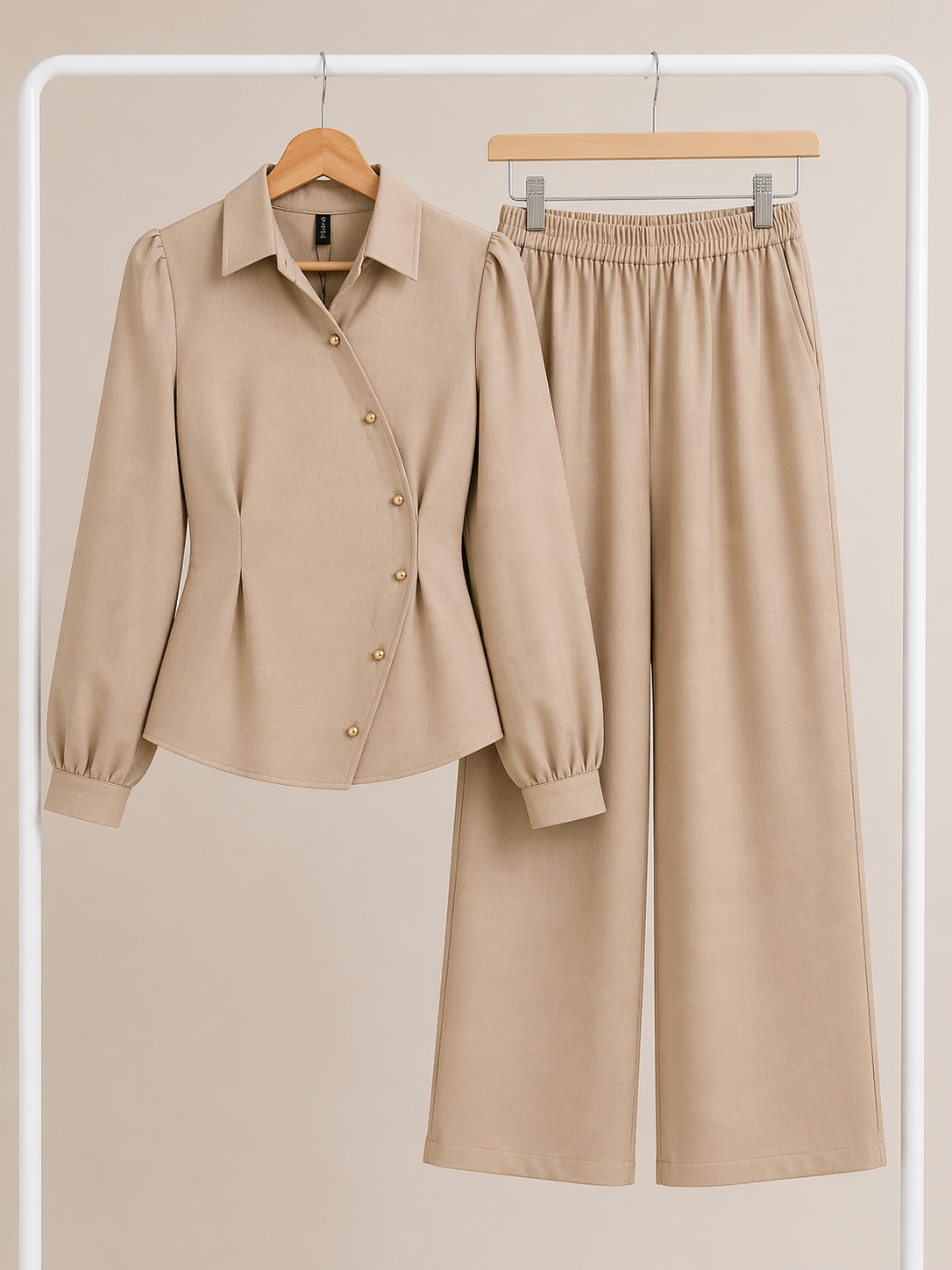 Mocha Tailored Co Ord Set for Women Korean Fashion India