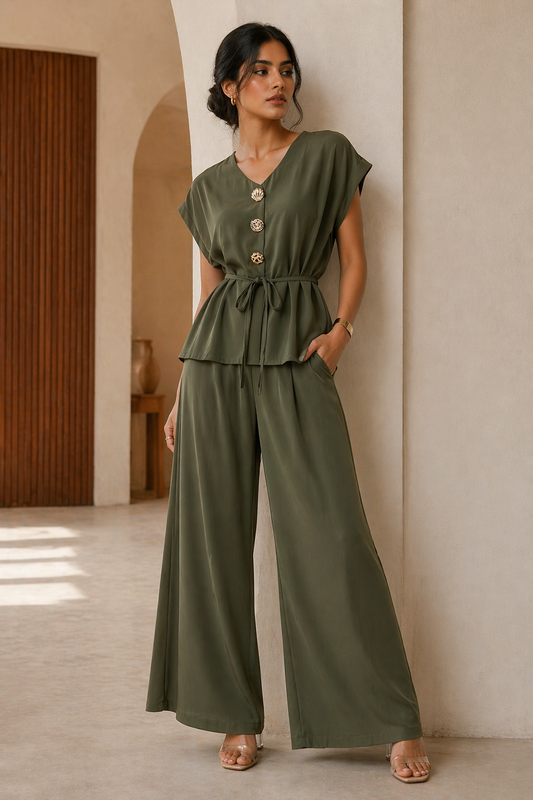 Olive Green Chic Co Ord Set for Women K Fashion India