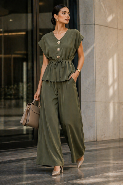 Olive Green Chic Co Ord Set for Women K Fashion India