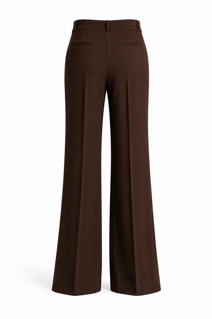 Dark Brown Wide Leg Pants with Gold Chain Belt for Women | Korean Fashion India